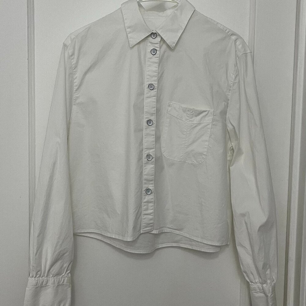 rag & bone Maxine Cropped Cotton Shirt - W Size M - White